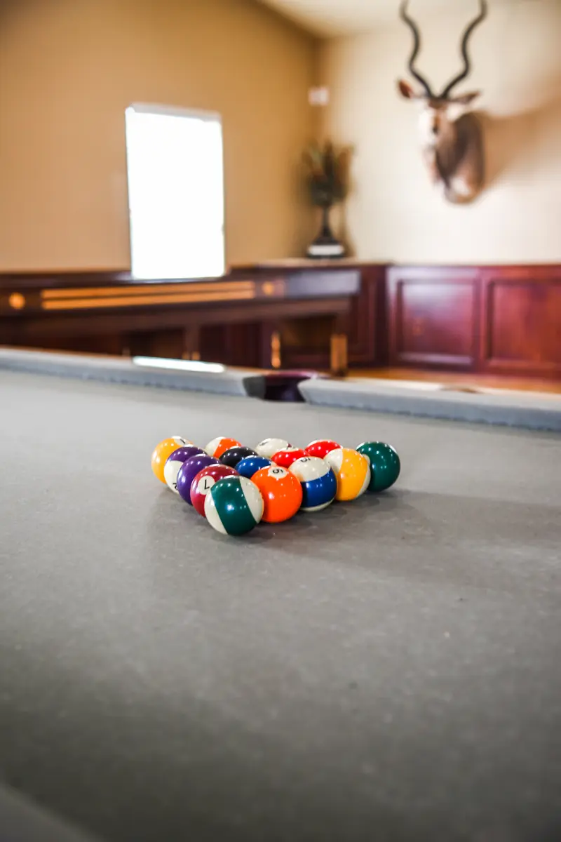 Billiard table set up to play