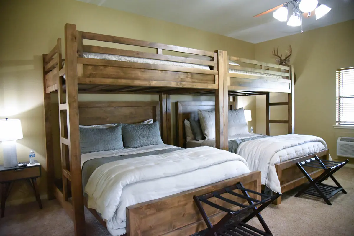 Rustic bedroom with a single and a double bed